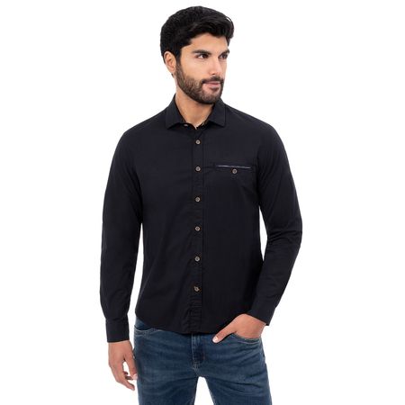 Camisa Moda Popelina Hombre Henz Negro L