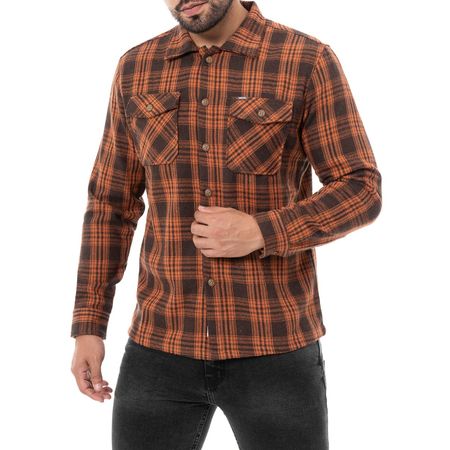 Camisaco Cuadros Hombre Andemel Naranja/Marron L