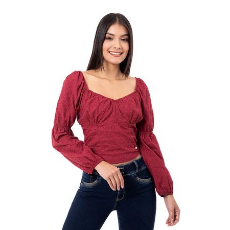 Blusas Moda Brodery Mujer Antonya Vino L
