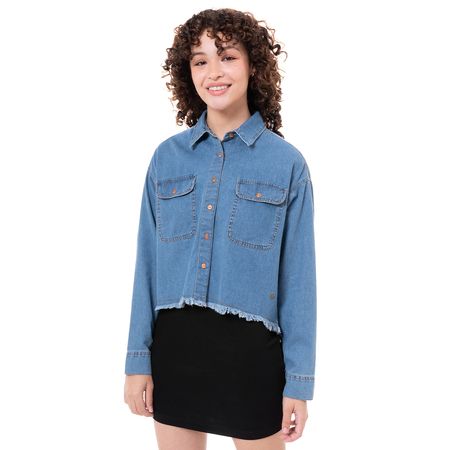 Blusas Moda Denim Mujer Lably Bleach L