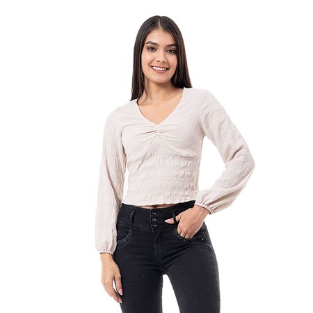 Blusas Moda Gasa Mujer Mikko Beige L