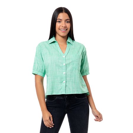 Blusas Moda Lino Mujer Nireya Verde S