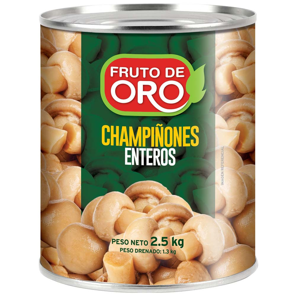 Champiñones Enteros FRUTO DE ORO Lata 2.5Kg