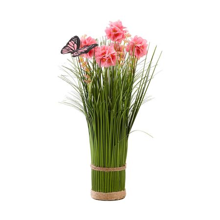 Grass con flores Rosado 33cm