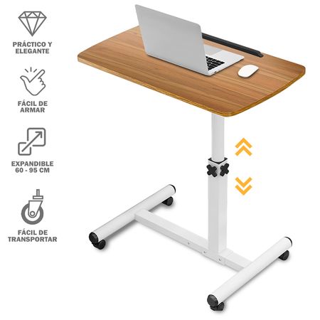Mesa Escritorio para Laptop con Ruedas Portátil Ajustable JJ6 Marrón C