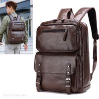 Mochila de Cuero para Hombre con Porta Laptop Moda - Marrón Oscuro
