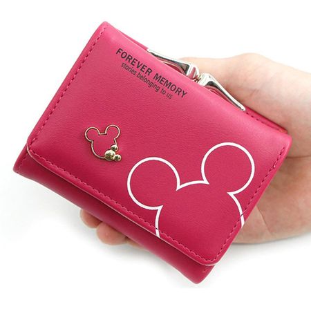 Billetera Monedero Mujer Cuero Mickey Mouse Minnie Accesorios de Moda - Fucsia