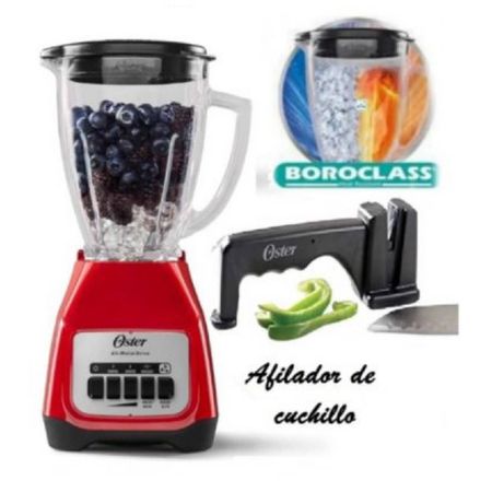 Combo Licuadora Oster 2V Rojo Y Afilador de Cuchillos