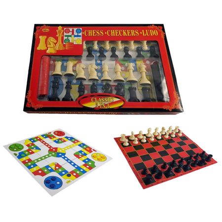 Juego Grande de Ajedrez Ludo y Damas de Plástico