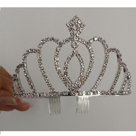 Corona Tiara Diadema Plateada Grande Cumpleaños Fiesta Princesa Modelo Ana