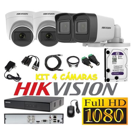 Cámaras Seguridad Kit 4 HIKVISION FULLHD Audio Incorporado 1Tb