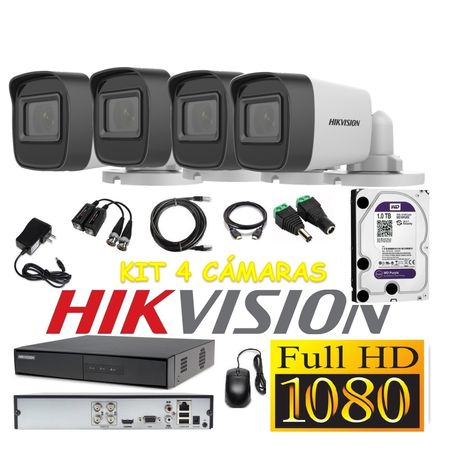 Cámaras Seguridad Kit 4 HIKVISION TUBO FULLHD Audio Incorporado 1Tb