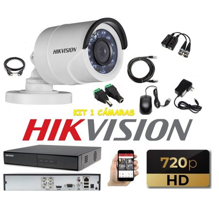 kit 1 Cámaras Seguridad Tubo Exteriror HD Hikvision