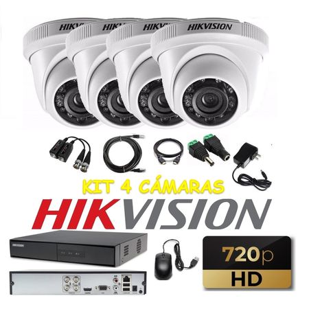 kit 4 Cámaras Seguridad Domo HD Hikvision kit 4 Cámaras Seguridad Domo Interior HD Hikvision