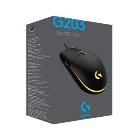 Logitech G203 Mouse Lightsync Optical Rgb Negro