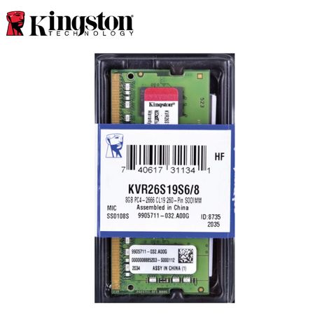 Memoria SODIMM Kingston DDR4 8GB 2666 MHz KVR26S19S6/8
