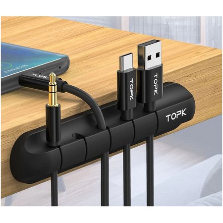 Organizador de Cables para Escritorio Negro