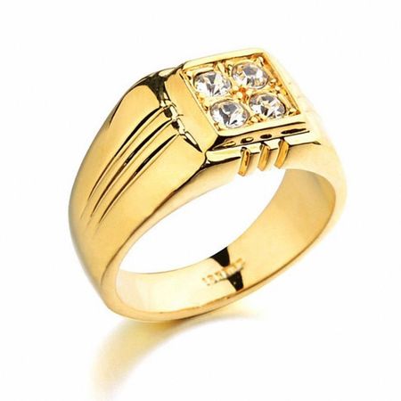 Anillo de Compromiso Hombre Aro Alianza Bañado en Oro 18K Genieka Elegant Man Gold Talla 7