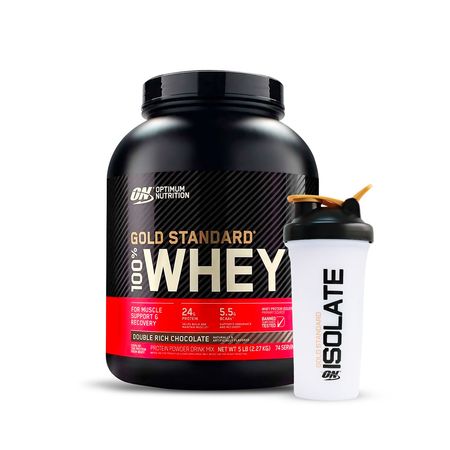 Proteina Gold Standard Whey Optimum Nutrition 5 LB Chocolate con Shaker Gratis