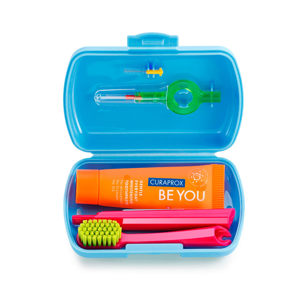 Set de Viaje Curaprox Celeste Cepillo + Pasta Dental + Interdental - Set 3 UN