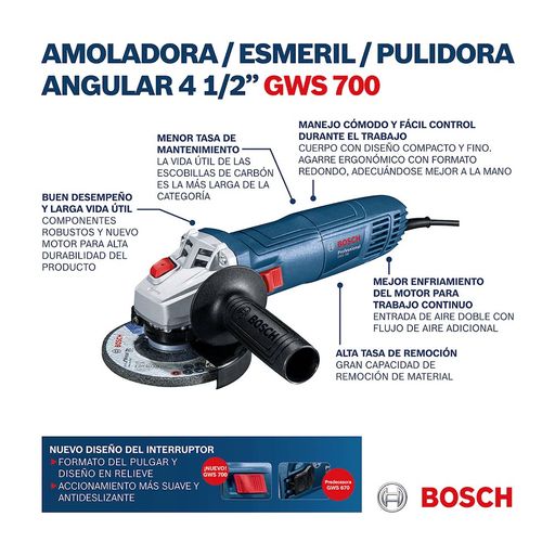 Amoladora Eléctrica GWS700 4.5 710W Bosch