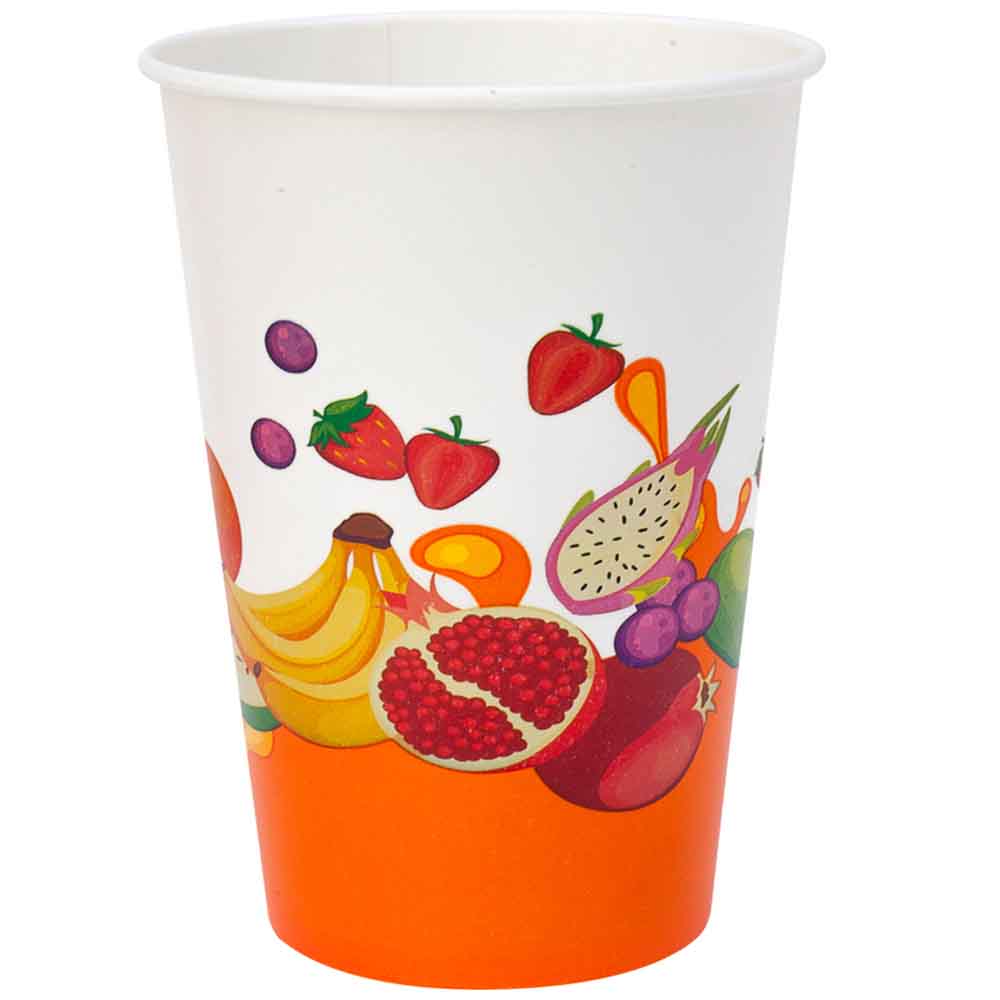Vaso PAMOLSA 12Oz Festival Frutas Polyboard 25un 185x80x80mm