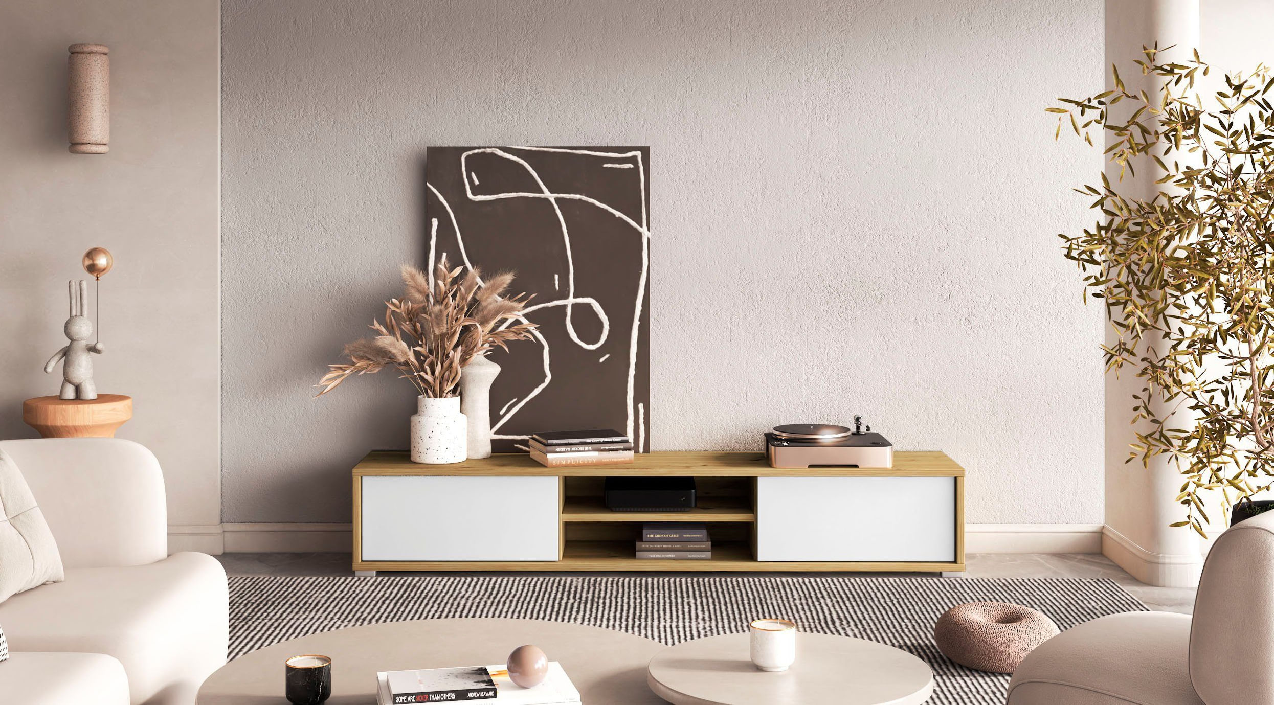 Mueble para TV funcional Galeno color Duna/Blanco TU MESITA