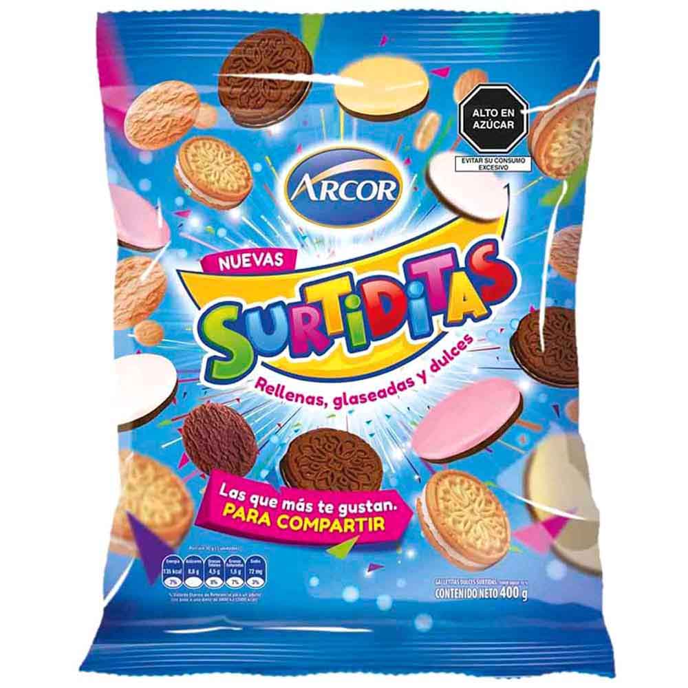 Galletas Surtiditas ARCOR Rellenas, Glaceadas y Dulces Bolsa 400g ...