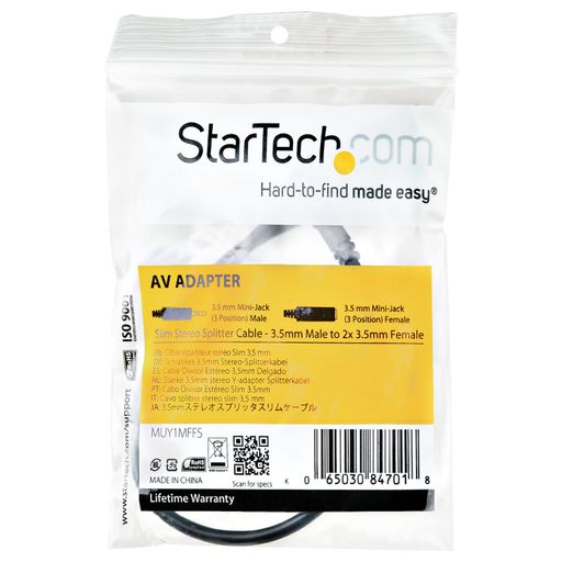 StarTech.com Adaptador Divisor de Auriculares 2x Mini-Jack 3,5mm 3