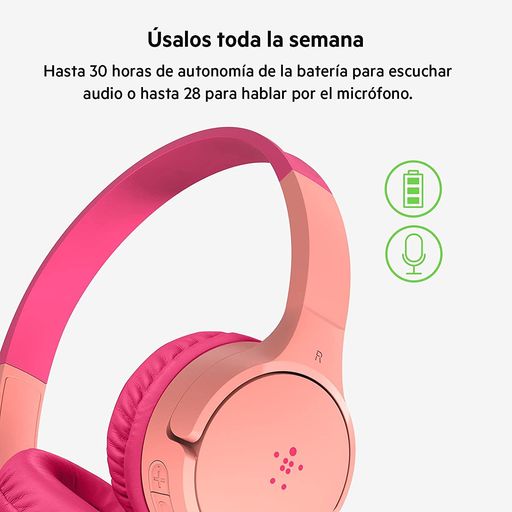 Audífonos Belkin SOUNDFORM Mini Inalámbricos Niños Rosa - AUD002btPK