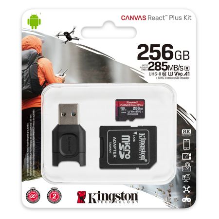 Memoria Kingston 256GB Canvas React Plus 8K UHS-II MicroSDXC - MLPMR2/256GB