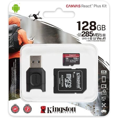 Memoria Kingston 128GB Canvas React Plus 8K UHS-II MicroSDXC - MLPMR2/128GB