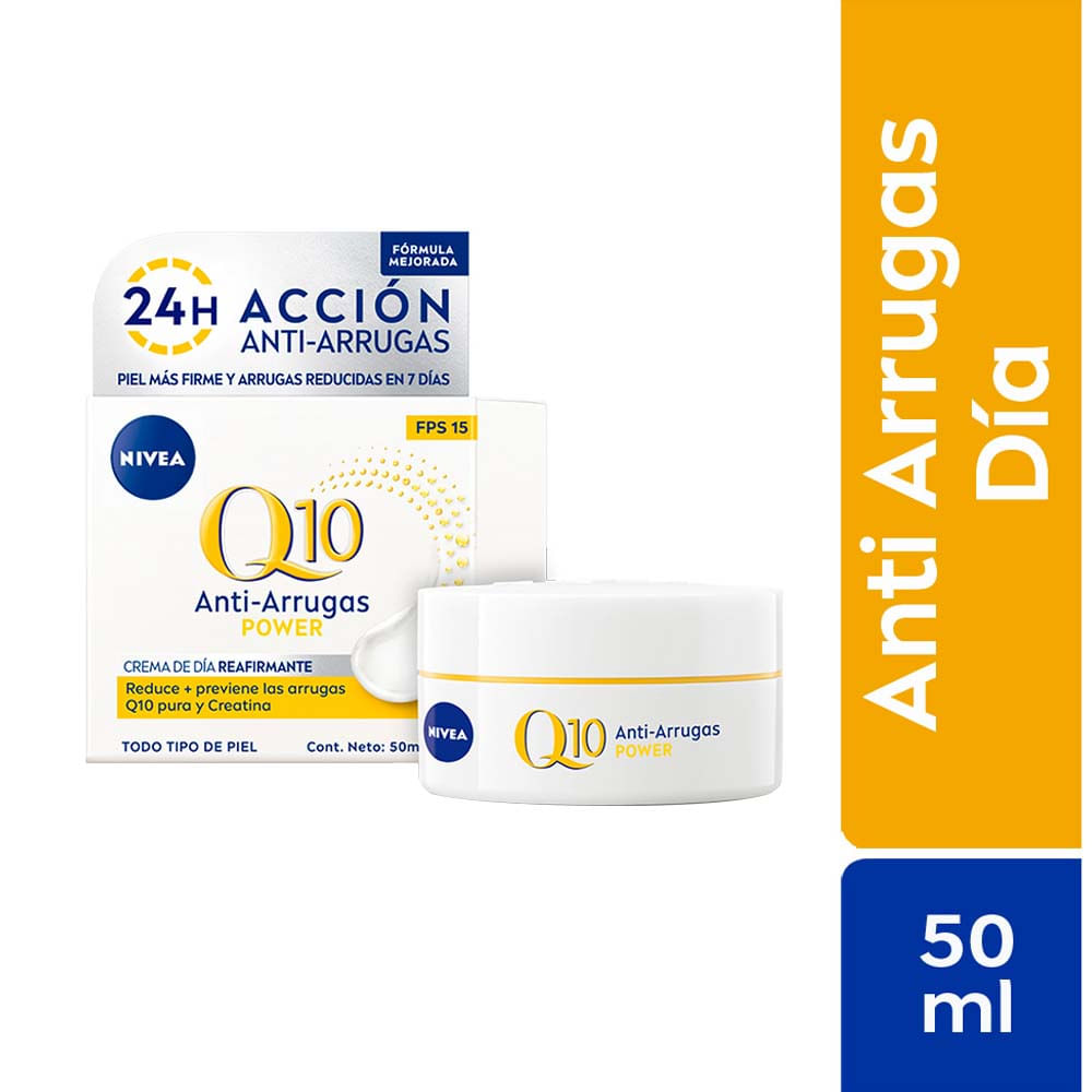 Crema Facial Día NIVEA Q10 Anti-arrugas Reafirmante FPS15 Frasco 50ml