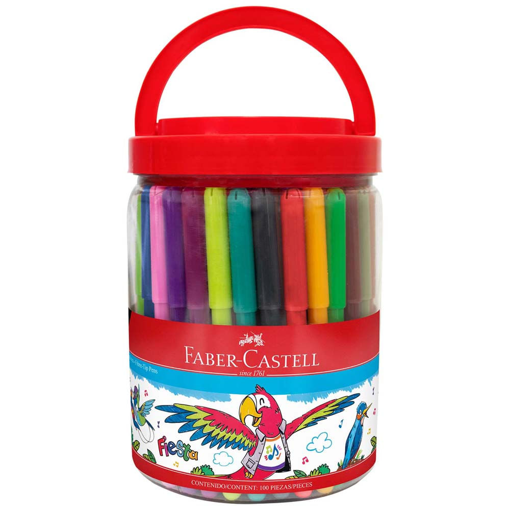Marcadores FABER CASTELL Fiesta 45 Balde x100un
