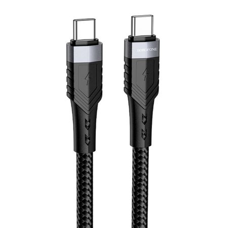 Cable De Datos Y Carga Rápida Trenzado Influence Pd De Tipo C A Tipo C 60w 1.2m Bu35 Negro