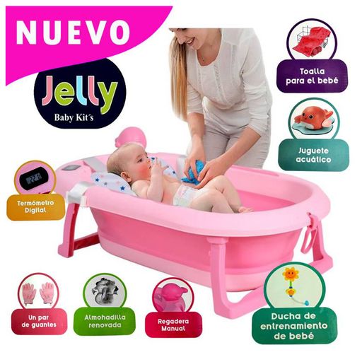 Bañera Plegable Baby Kits Jelly Termómetro 6 Accesorios
