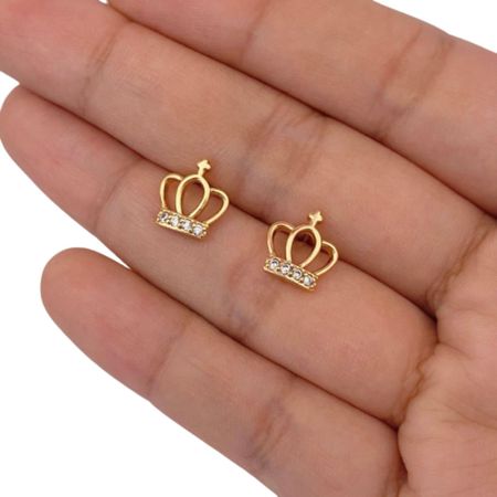 Aretes Corona Acero Color Dorado D'Merys