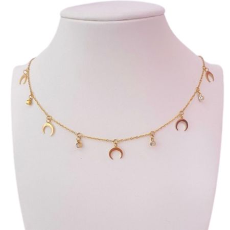 Gargantilla Lunas Y Punto De Luz D'Merys Bañado en Oro