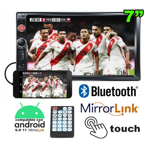 GENERICO Radio Auto Bluetooth Android Pantalla Touch 7 Pulgadas
