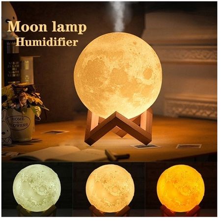 Humidificador Purificador con Lámpara Led Luna 3D esencia Manzana