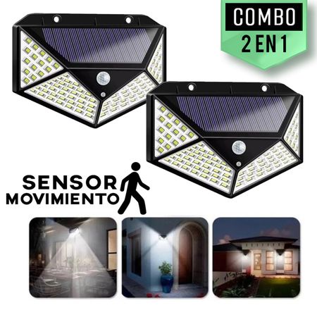 Combo Lampara Solar con Sensor de Oscuridad y Movimiento Luz 100 Leds