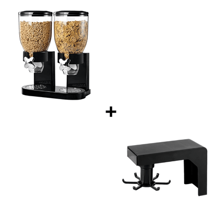 Combo Dispensador de Cereales Doble + Colgador Giratorio de Utensilios