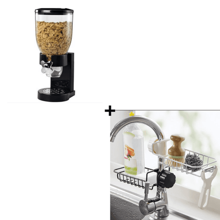 Combo Dispensador Simple de Cereales + Estante Organizador para Grifo de Cocina