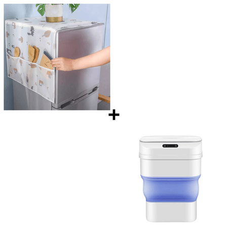 Combo Funda Organizadora para Refrigeradora + Tacho Inteligente Plegable con Sensor