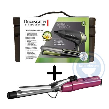 Combo Remington Kit Shine Therapy S12A D13A Aguacate y Rizador de 19mm