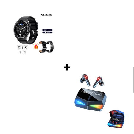 Combo Smartwatch GT3 Pro Max con 3 Correas + Audifonos Profesionales Inalámbricos M28