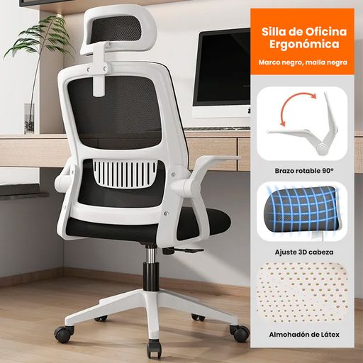 Silla ejecutiva de escritorio de oficina con respaldo alto, silla ergo -  VIRTUAL MUEBLES