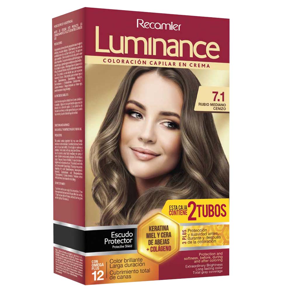 Tinte para Cabello LUMINANCE Internacional 7.1 Rubio Mediano Cenizo Paquete 2un