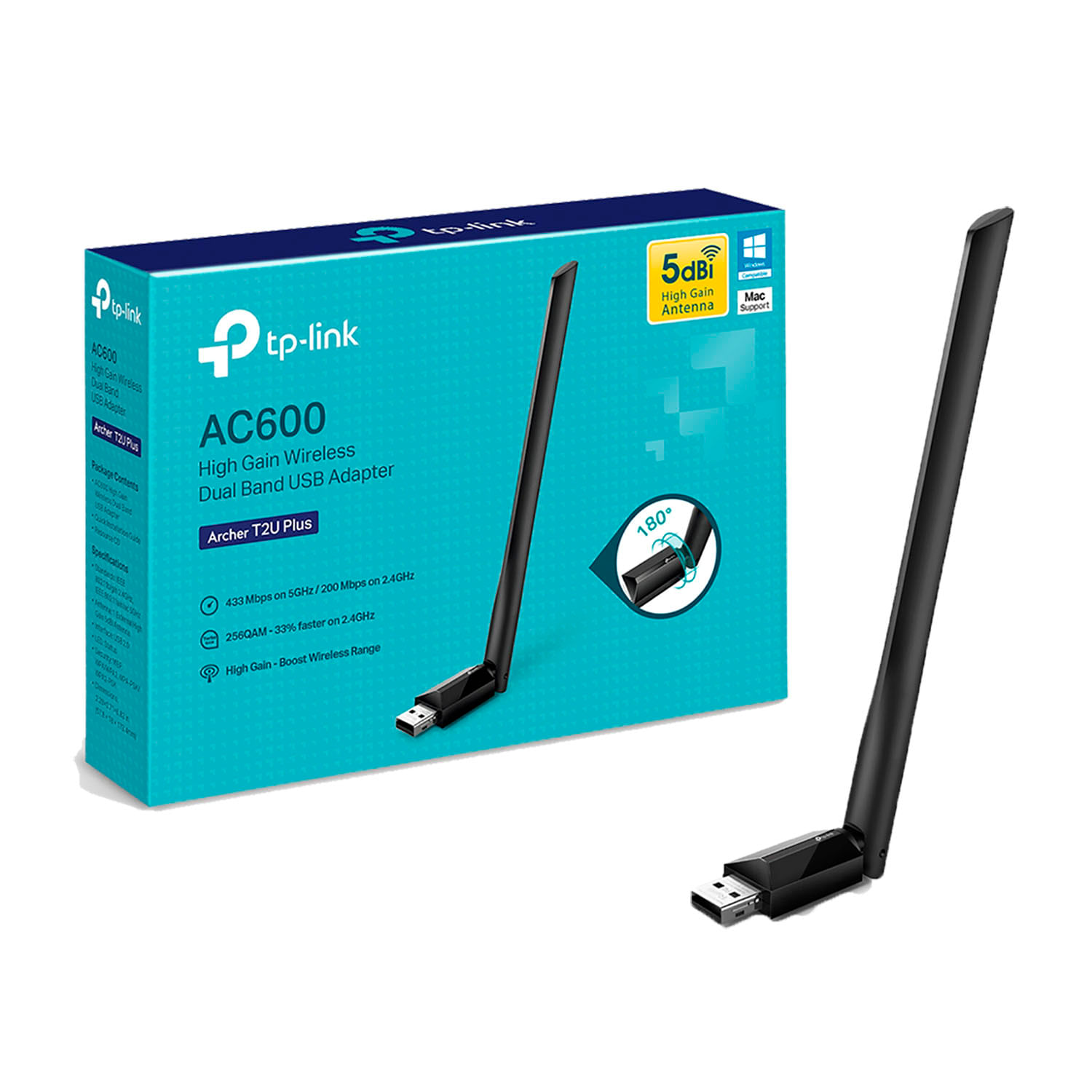 Adaptador Usb Inalámbrico Archer T2U Plus TP-Link AC600 Dual Band