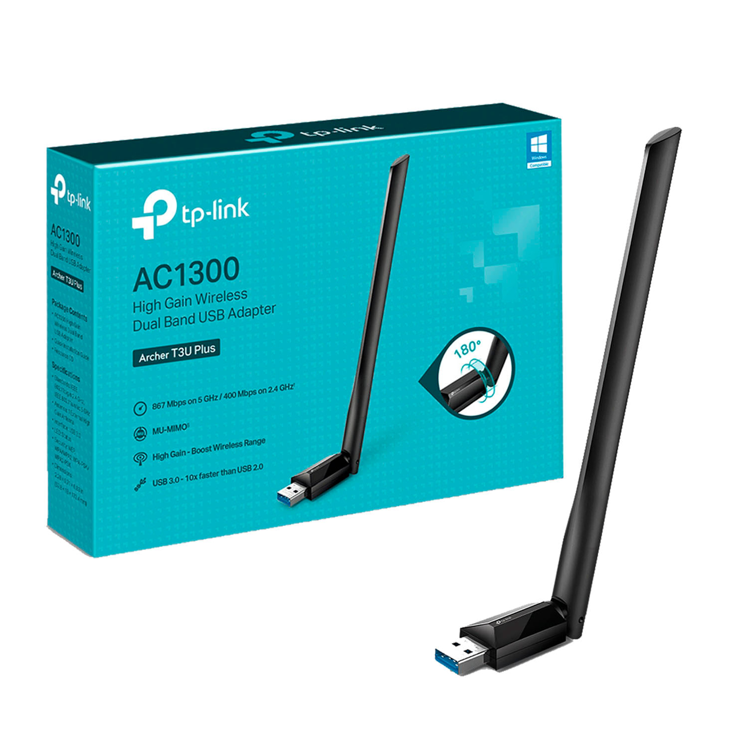 Adaptador Usb Inalámbrico Archer T3U Plus TP-Link 2 Bandas Ac1300